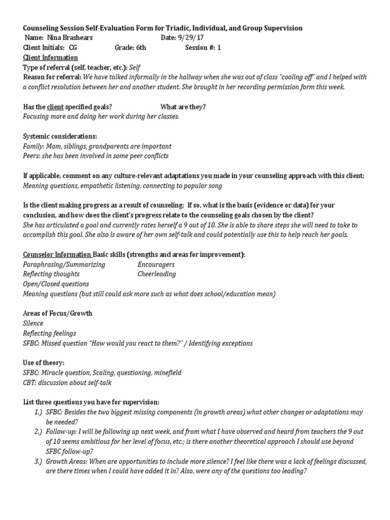 Self evaluation essay on counseling skills concept of counseling